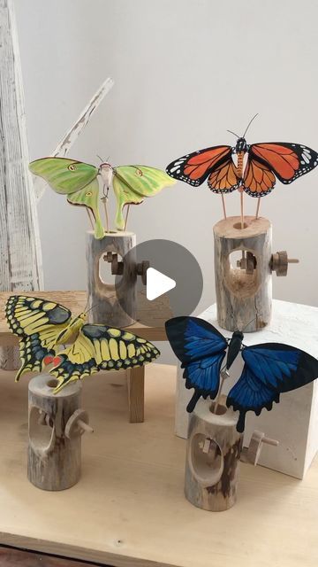 Easy Automata, Kinetic Toys Diy, Diy Kinetic Sculpture, Butterfly Automata, Kinetic Art Diy, Automata Diy How To Make, Kinetic Sculpture Diy, Makerspace Crafts, Automaton Diy