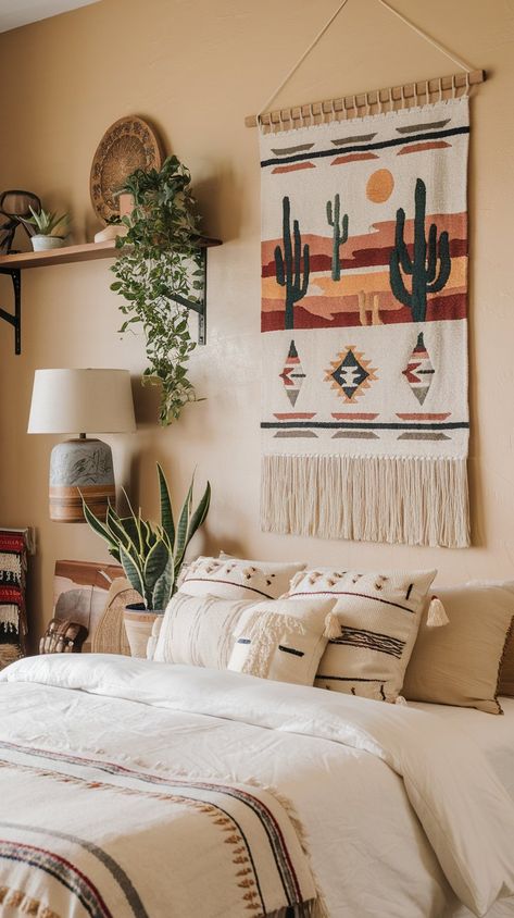 29 Cozy Western Boho Bedroom Makeover Tips Modern Boho Western Bedroom, Boho Western Guest Bedroom, Boho Western Bedroom Decor, Girly Western Bedroom, Boho Western Bedroom, Western Boho Bedroom, Boho Bedroom Makeover, Western Bed, Southwestern Bedroom