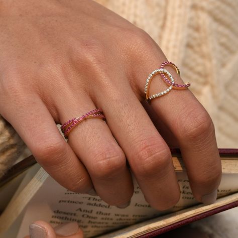 Criss Cross Wedding Band, Gold Cross Ring, Eternity Rings Stackable, Gold Ring Stacking, Stacked Wedding Bands, Stacked Wedding Rings, Ruby Bands, 14k Gold Wedding Band, Double Band Rings