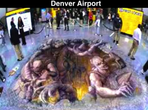 Mural on the floor of the Denver airport. 3d Sidewalk Art, 3d Street Painting, Illusion Kunst, Street Art Illusions, Chalk Artist, Pavement Art, 3d Chalk Art, 3d Graffiti, Street Art Utopia