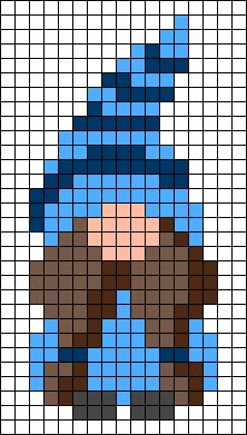 Christmas Gnome Perler Bead Patterns, Pixel Gnome, Gnome Perler Bead Patterns, Gnome Cross Stitch Pattern Free, Winter Pixel Art, Tiny Cross Stitch, Motifs Perler, Pixel Crochet, Garden Gnomes