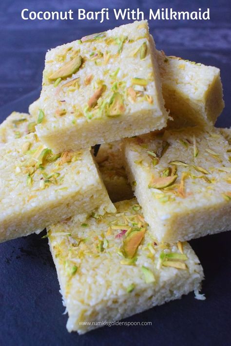 coconut burfi, coconut barfi, coconut burfi recipe, coconut barfi recipe, how to make coconut barfi, how to make coconut burfi, coconut burfi without milk, yellow coconut burfi, coconut burfi with milkmaid, coconut barfi with milkmaid, desiccated coconut burfi, coconut burfi with condensed milk, how to make coconut burfi at home, coconut barfi with condensed milk, instant coconut burfi, instant coconut barfi, coconut barfi without condensed milk, coconut barfi using condensed milk Coconut Barfi Recipe, Easy Indian Sweet Recipes, Coconut Barfi, Kalakand Recipe, Coconut Burfi, Barfi Recipe, Burfi Recipe, Milk Dessert, Desiccated Coconut