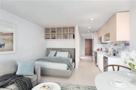 Seattle Studio Apartment, Small Student Apartment, Student Apartment Decor, Students Apartment, Small Loft Apartments, University Apartment, Apartemen Studio, Home Yoga Room, Small Studio Apartment Decorating