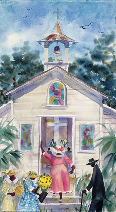 Southern Watercolor Art, Southern Paintings, Church Artwork, Southern Art, Religious Artwork, Church Pictures, Black Church, Old Churches, Kid Room