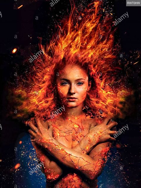 Download this stock image: Dark Phoenix (2019) directed by Simon Kinberg and starring Sophie Turner, Jennifer Lawrence and James McAvoy. Jean Grey succumbs to the dark side of her power and turns into the Dark Phoenix. Can the X-men save her? - RWT0HW from Alamy's library of millions of high resolution stock photos, illustrations and vectors. Phoenix Marvel, Marvel Jean Grey, Phoenix Wallpaper, Jean Grey Phoenix, Men Face, Nicholas Hoult, Charles Xavier, Dark Phoenix, Fire Art