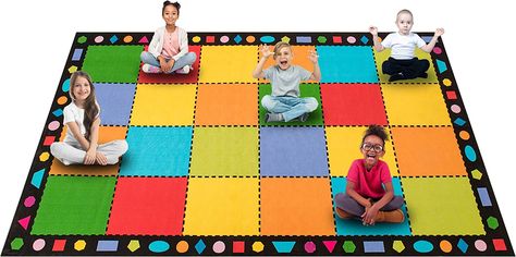 Booooom Jackson Classroom Carpet, Children's Classroom Rug 7'6"x13' Kid Rug with Non-Slip Backing, Children's Classroom Seating Carpet Elementary Colorful Classroom Theme, Classroom Carpet, Classroom Carpets, Classroom Rugs, Back To School Teachers, Colorful Classroom, Classroom Seating, Class Library, Classroom Rug