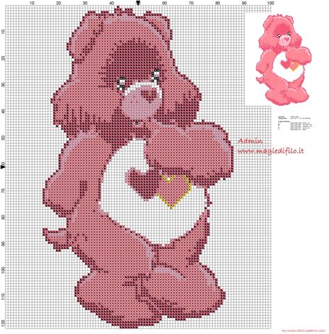 Love a Lot Care Bears cross stitch pattern - free cross stitch patterns simple unique alphabets baby Free Cross Stitch Patterns, Patterns Simple, Cross Stitch For Kids, Cross Stitch Love, Disney Cross Stitch, Stitch Cartoon, Cross Stitch Pictures, Beaded Cross Stitch, Cross Stitch Baby