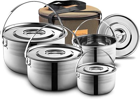 Campfire Cooking Equipment, Cooking Pots And Pans, Camping Cooking Set, Camping Pot, Camping Cookware, Pots And Pans Sets, Campfire Cooking, Cooking Set, Camp Kitchen