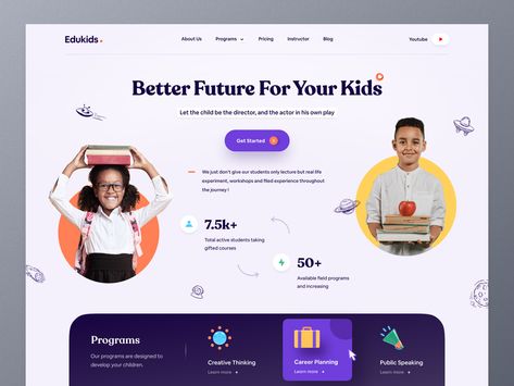 Online Learning Platform for Kids by Farzan Faruk 👑 on Dribbble Learning Website Design, Online Learning Platform, Ui Design Website, School Website, Website Design Layout, Career Planning, Learning Platform, Salalah, Ui Design Inspiration