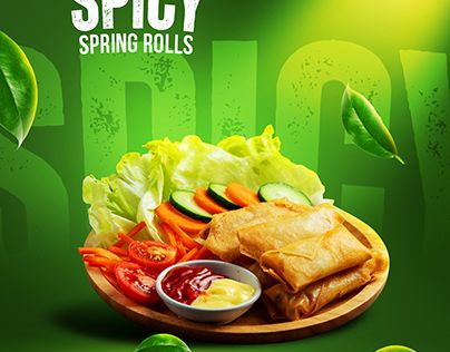 Spicy Spring Rolls, Bedroom Plan, Food Posters, Spring Roll, Food Poster Design, Spring Rolls, Food Poster, Graphic Design Advertising, Creative Ads