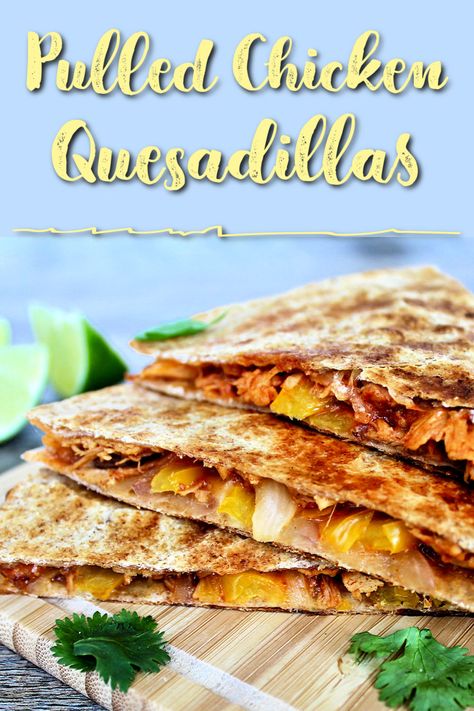 Pulled Chicken Recipe Ideas, Pulled Chicken Quesadilla, Pulled Chicken Recipes, Quick Chicken Dinner, Chicken Quesadilla Recipe, Delicious Chicken Salad, Delicious Magazine, Pulled Chicken, Mediterranean Food