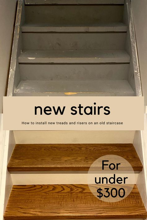 Install New Stair Treads on Old Stair Case! – HOTMILLK How To Finish Stairs, New Stair Treads, Refinish Staircase, Finishing Stairs, Piano Stairs, Stairs Treads, Stairs Repair, Stairway Makeover, Refinish Stairs