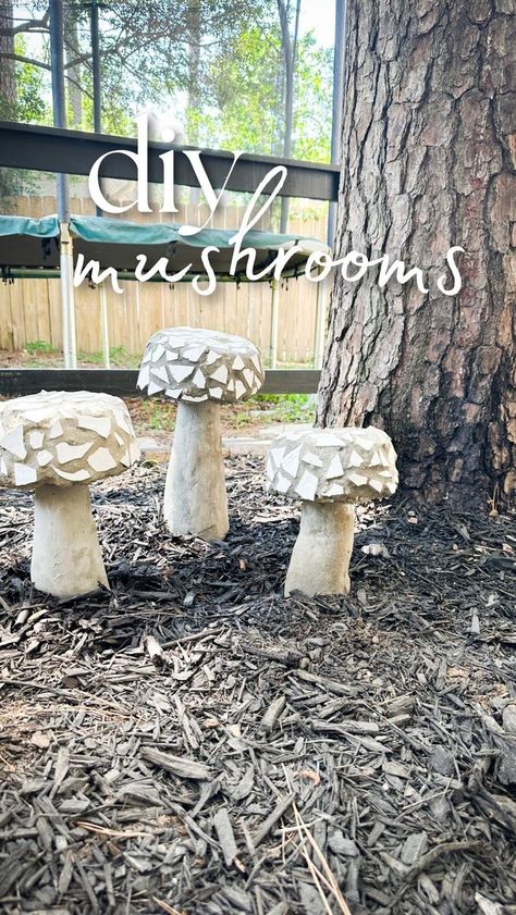 Quite possibly my most suggestive DIY to date 😂. But worth it because these concrete mushrooms turned out so cute! It was such an easy inexpensive project and it gives a ton of character to any outdoor space! #easydiydecor #outdoordecor #concreteprojects #gardenaccessories #mushroomart #yardart #easyproject #outdoorproject | A.dabbled.dwelling | Icandy · Keep Dat (Radio Edit) Concrete Mushrooms Diy How To Make, How To Make Concrete Mushrooms, Concrete Mushrooms Diy, Concrete Mushrooms, Mushrooms Diy, Garden Mushrooms, Easy Diy Decor, Concrete Projects, Concrete Art