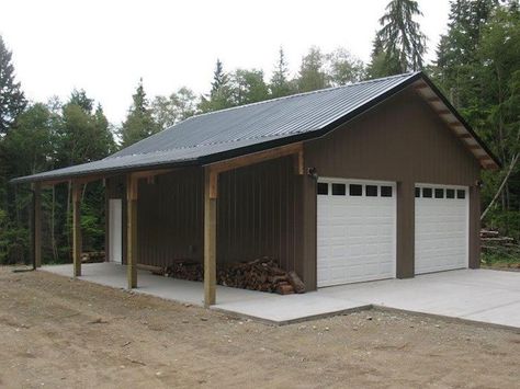 Tow car garage built by Spane Buildings in Skagit County WA Shop Building Plans, Barn Garage Plans, Pole Barn Shop, Diy Pole Barn, Pole Barn Builders, Pole Barn Designs, Pole Barn Plans, Pole Barn Garage, Garage Builders