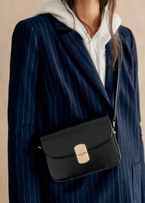 Milo Mini Classic Bag - Glossy Black - Bovine leather - Sézane Sezane Milo Bag, Sezane Bag, Wardrobe Refresh, Mini Classic, Denim T Shirt, Polo Sweatshirt, Classic Bags, Fashion 2024, Suit Accessories