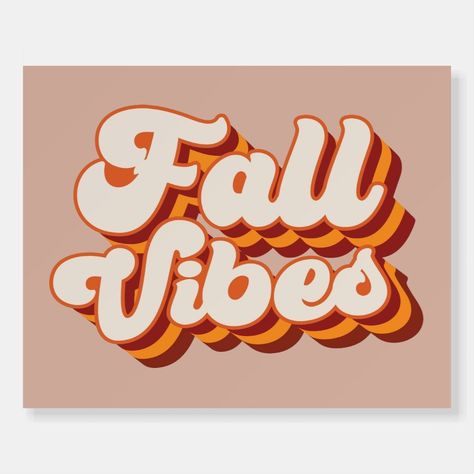 This retro-inspired fall design prominently features the phrase "Fall Vibes" in a bold, 3D-style font that immediately grabs attention. The text is layered with warm autumn colors, including rich oranges, deep reds, and soft creams, creating a sense of depth and dimension that makes the words pop off the background. The vintage-style typography with its soft, rounded edges gives the design a nostalgic feel, reminiscent of classic 1970s aesthetics. The playful shadows and color contrasts add to the design's dynamic, eye-catching appeal. Autumn Typography, Autumn Graphic Design, Journal Prints, Fall Aesthetics, Unique Lettering, Christmas Fonts, New Year Designs, Cat Cafe, Reading Journal