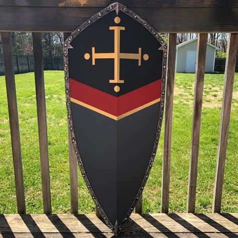 @spartanhunter Custom Medieval Kite Shield 🛡🔥🔥⭕️CLICK⭕️ on my bio link for more info on my custom made shields and weapons⚔️ Fantasy Shields, Kite Shield, Crusader Cross, Templar Knight, Templar Knights, Heraldry Design, Knight Shield, Medieval Shields, Medieval Swords