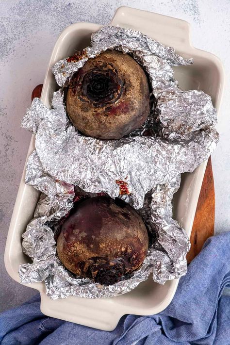 Roasting whole beets in foil is the easiest way to cook beets. #beets #roastedbeets #beetroots How To Roast Beets In Oven, Roast Beets Oven, Roasted Beets Oven, Storing Beets, Roasted Beets In Foil, How To Cook Beetroot, How To Roast Beets, Beet Green Recipes, Roast Beets