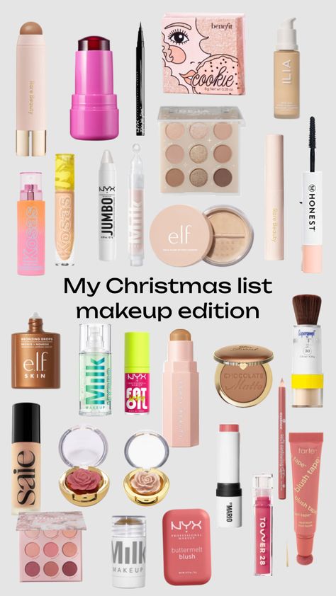 #chrismas #christmaslist #makeup Makeup To Get For Christmas, Christmas List Makeup, Makeup To Ask For Christmas, Makeup List, Holiday Packing, Makeup Needs, Christmas Makeup, Milk Makeup, Nyx Professional Makeup