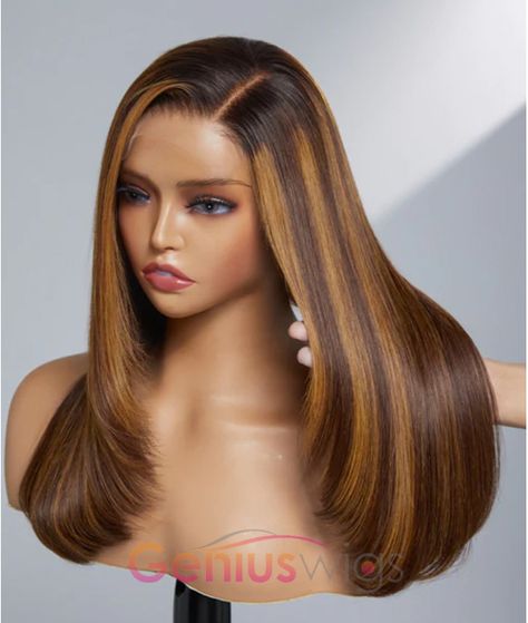 GeniusWigs Highlight Honey Blonde 13x4 Glueless HD Crystal Lace Wig Straight Layer Cut Style 100% Human Hair Wigs [GWL27] Hair Diamonds, Blond Wigs, Queen Sugar, Hd Lace Wig, European Hair, Natural Wigs, Wig Caps, Human Virgin Hair, Hair Color Highlights