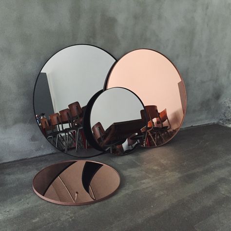 Circum mirrors from AYTM Wall Mirrors Entryway, Copper And Grey, Tinted Mirror, Rustic Wall Mirrors, Entryway Mirror, Deco Rose, Scandinavian Color, Large Wall Mirror, Rose Gold Mirror