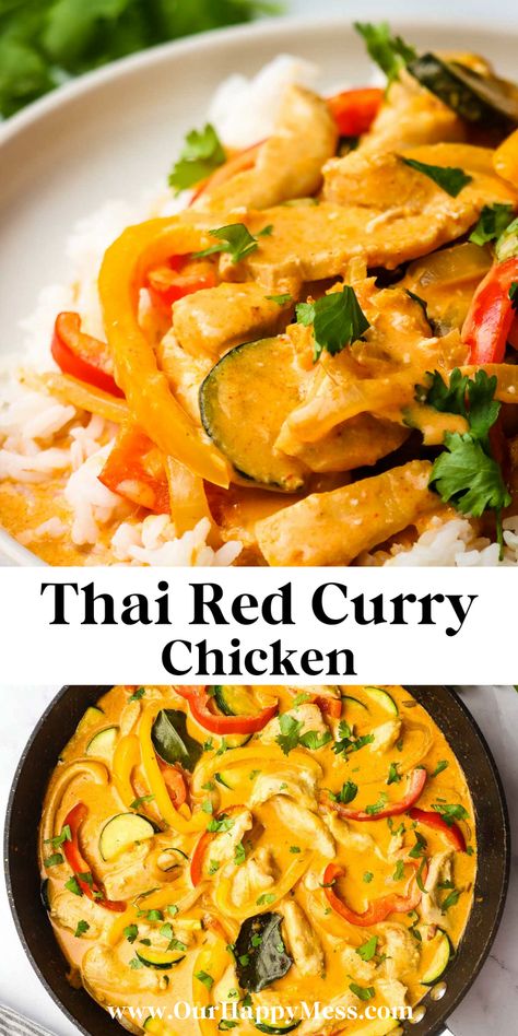 Chicken Red Thai Curry Recipe, Slow Cooker Red Curry, Penang Chicken Curry, Thai Curry Recipes Chicken, Red Curry Chicken Recipes, Red Curry Crockpot, Red Coconut Curry Chicken, Red Thai Curry Chicken, Chinese Curry Recipe