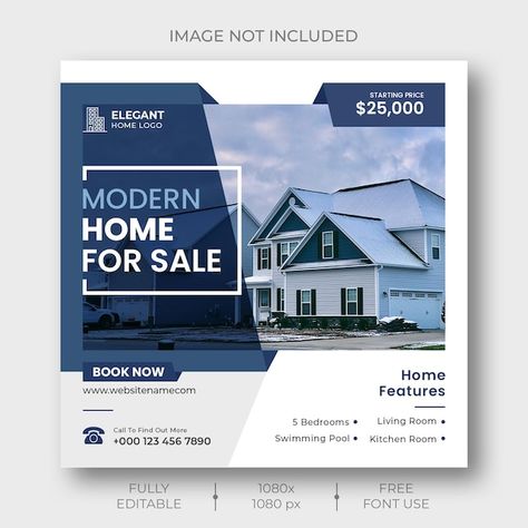 Real Estate Post Design, Real State Designs Social Media, Real Estate Post, Real Estate Banner, Property Ad, Banner Web, Free Social Media Templates, Architecture Photography Buildings, Modern Homes For Sale