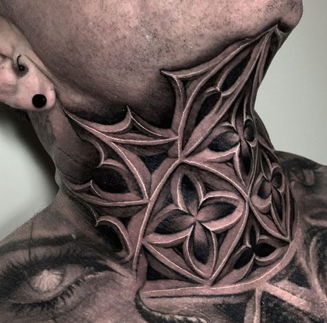 Neck tattoo Back Neck Tattoo For Guys, Full Neck Tattoos, Bird Tattoo Men, Hyperrealistic Art, Back Of Neck Tattoo, Bone Tattoos, Scary Tattoos, Neck Tattoo For Guys, Neck Tattoos