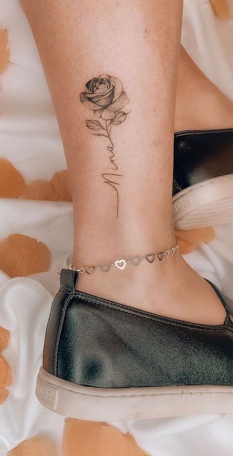 For whatever reason you go with the rose tattoo, it is going to be beautiful, colorful and best of all full of nuances and meanings. Rose Tattoo On Ankle, Classy Tattoos For Women, Heart Temporary Tattoos, Alphabet Tattoo Designs, Rose Tattoos For Women, Ankle Tattoos For Women, Remembrance Tattoos, Cool Wrist Tattoos, Cerave Moisturizing Cream