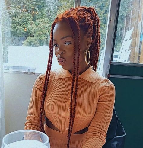 ginger hair | ginger hair on black women | hairstyles for black women | cooper hair | protective hairstyle | cooper senegalese twist | ginger twist Ginger Senegalese Twist, Ginger Marley Twist, Ginger Hair On Black Women, Ginger Outfits, Cooper Hair, Marley Twist Hairstyles, Hair Ginger, Marley Twist, Marley Twists