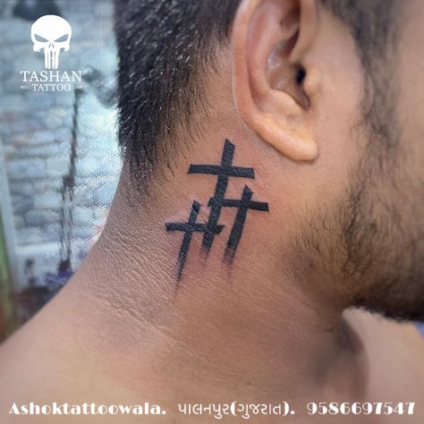 TashanTattoo
AshokTattooWala
S.5.6,Tirupati plaza
Opp. New bus stand
Near gd modi collage
Palanpur (gujrat)
9586697547
9687533310 1996 Neck Tattoo, Simple Neck Tattoos For Guys, Mens Tattoo Neck, 3 Crosses On Neck Tattoo, Small Back Of Neck Tattoo Men, Red Tattoo Ideas For Men, Crosses On Neck Tattoo, Praying Hands Neck Tattoo, Men Small Neck Tattoo