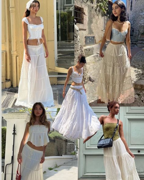 Summer Dress Beach Outfit, Ootd For Beach Style, Outfit For Summer Vacation, Fashion Festival Outfits, Wayanad Outfit Ideas, Outfits Ideas With Long Skirts, Rome Fits Summer, Outfit Inspo For Italy, Aesthetic Italy Outfits