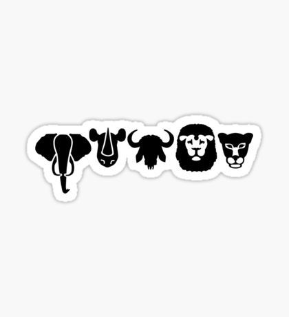 Africa animals big five Sticker Africa Big 5 Tattoo, Big 5 Animals Drawings, Big Five Tattoo, Africa Silhouette, Buffalo Tattoo, Africa Sunset, Africa Tribes, South Africa Food, Africa Tattoos