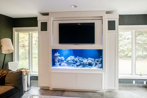 Built In Fish Tank Wall, Built In Fish Tank, Built In Aquarium, Built In Tv Wall Unit, Fish Tank Wall, Aquarium Cabinet, Build My Own House, Fish Tank Stand, Saltwater Fish Tanks