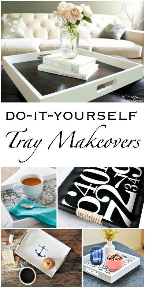 DIY Tray Makeovers | So many chic ideas to give tired trays an upgrade! Michaels Crafts Diy, Painted Trays Ideas, Tray Makeover, Diy Serving Tray, Michaels Craft, Painted Trays, Diy Tray, Tray Diy, Diy Coffee