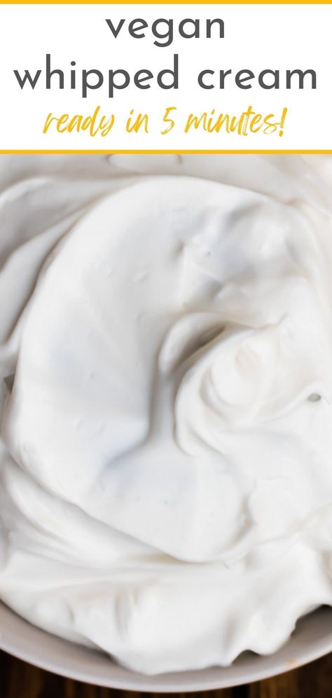 Whip up a Sweet and Silky Dairy-Free Whipped Cream in Minutes! This easy recipe calls for just 2 ingredients and a whisk, resulting in a dreamy and luscious topping for your favorite desserts. It's perfect for adding a touch of indulgence to your vegan or paleo treats. Dairy Free Cool Whip Recipe, Vegan Whip Cream Recipe, Organic Whipped Cream, Oatmilk Whipped Cream Recipe, Vegan Cool Whip Recipe, Dairy Free Cool Whip, Whipped Cream With Milk, Vegan Cool Whip, Dairy Free Dessert Recipes Easy