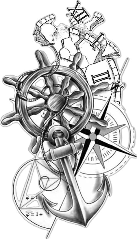 Vintage Nautical Tattoo, Airbrushing Ideas, Nautical Compass Tattoo, Travel Tattoo Ideas, Think Tattoo, Animal Sleeve Tattoo, Rose Drawing Tattoo, Anchor Tattoo Design, Travel Tattoos