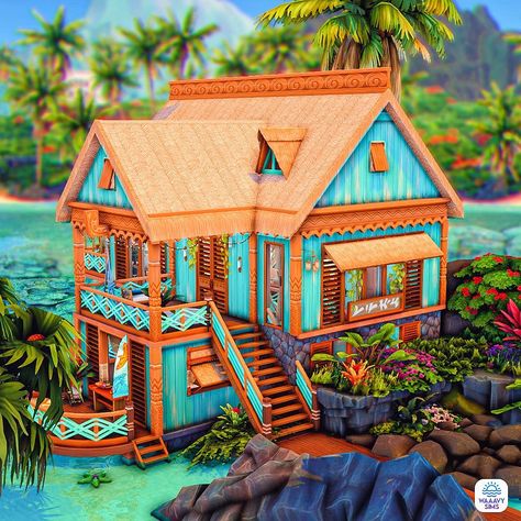 Island House Floor Plan, Sims 4 Sulani Tiny House, Island House Sims 4, Sims Island House, Sims 4 Boat House, Sims Beach House Floor Plans, Sims 4 Island House, Sulani Builds Sims 4, The Sims 4 Sulani Houses