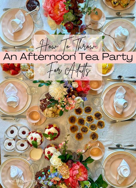 Tea Party Table Ideas For Adults, Tea Party Itinerary, 80th Birthday Tea Party Ideas, How To Display Tea Bags At A Tea Party, Tea Birthday Party Ideas For Adults, Modern Day Tea Party, High Tea Party Games For Adults, Tea Party In The Park, How To Host A Tea Party