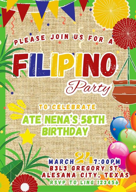 Filipino Fiesta Theme, Filipino Birthday, Filipino Party, Fiesta Theme Party Decorations, 58th Birthday, Fiesta Theme Party, Fiesta Theme, Party Bundles, Fun Fair