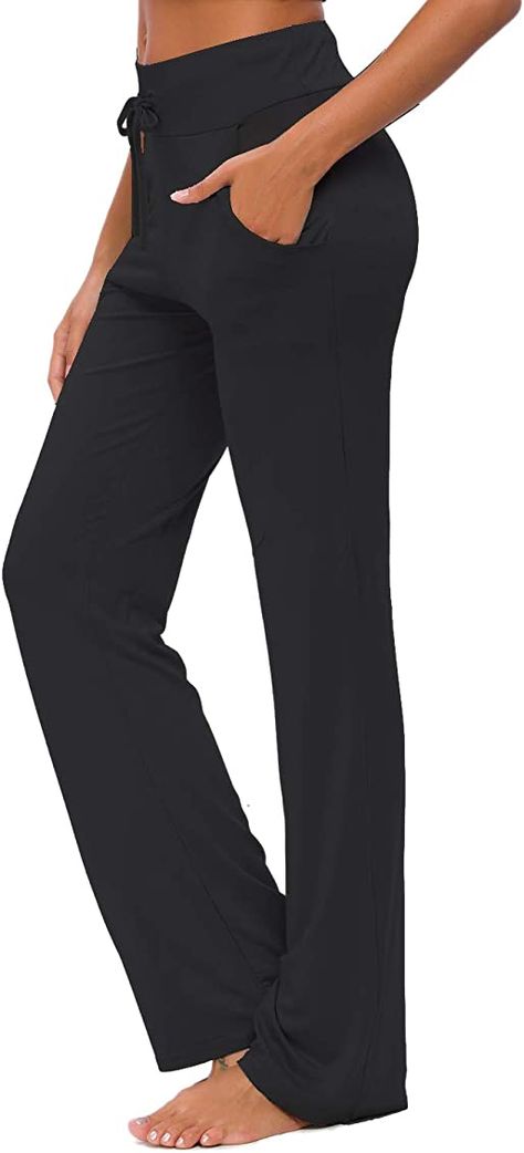 Amazon.com: Womens Yoga Pants with Pockets Straight-Leg Loose Comfy Modal Drawstring Lounge Running Long Active Casual Sweatpants (Black, M) : Clothing, Shoes & Jewelry Loungewear Wardrobe, Womens Yoga Pants, Thermo Leggings, Yoga Trousers, Womens Yoga, Yoga Pants With Pockets, Casual Sweatpants, Winter Leggings, Running Pants