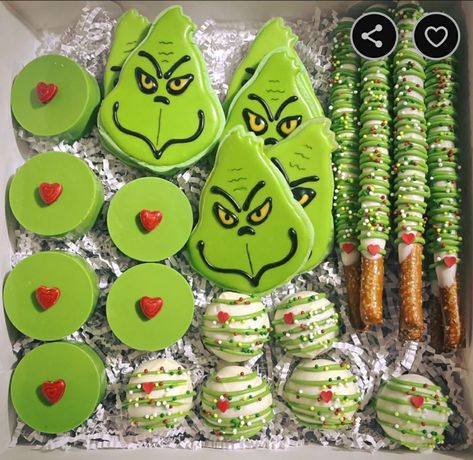 Grinch Christmas Food Ideas, Grinch Christmas Food, Grinch Dessert Ideas, Food Ideas For Christmas, Grinch Snacks, Grinch Cakes, Grinch Treats, Grinch Birthday, Cute Grinch