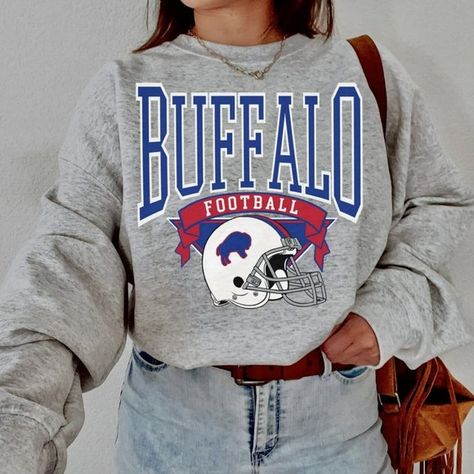 Buffalo Football Sweatshirt, Vintage Style Buffalo Football Crewneck Sweatshirt Football Fan Shirts, Buffalo Football, Football Sweatshirt, Game Day Shirts, Fan Shirts, Football Shirt, Vintage Sweatshirt, Green Bay, Style Retro