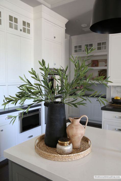 Small Kitchen Island Styling, Kitchen Table Decor Ideas Centerpieces, Modern Countertop Decor, Kitchen Island Vignettes, Long Kitchen Island Decor, Kitchen Island Decor Ideas Counter Tops, Simple Kitchen Island Decor, Kitchen Bar Decor Countertops, Kitchen Island Decoration