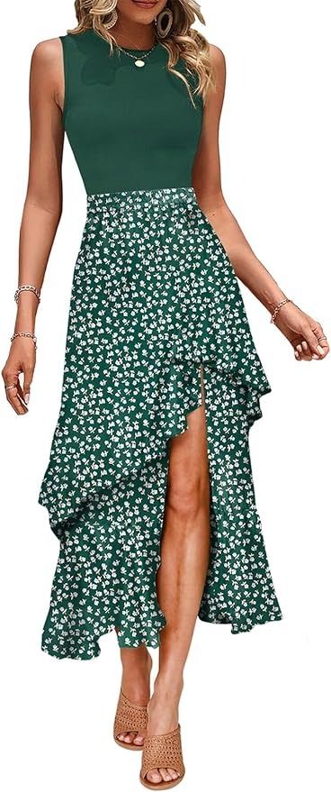 Dokotoo Boho Maxi Summer Dresses for Women 2024 Casual Spring Floral Beach Womens Dresses Dress Sun Dresses Sundresses for Women 2024 Green at Amazon Women’s Clothing store Long Flowy Dresses, Flowy Dress Long, Sun Dress Casual, Sundresses Women, Long Sundress, Flowy Dresses, Boho Summer Dresses, Dresses Trendy, Dress Spaghetti