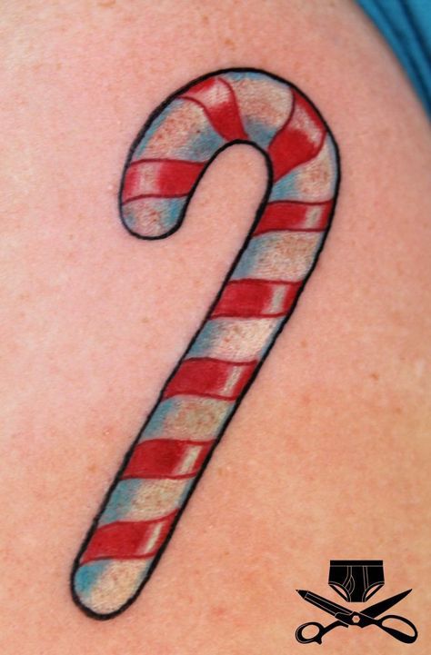 Candy Cane Tattoo, Pixel Tattoo, Family Quotes Tattoos, Candy Tattoo, Stained Glass Tattoo, Friday The 13th Tattoo, Party Tattoos, Christmas Tattoo, Bow Tattoo