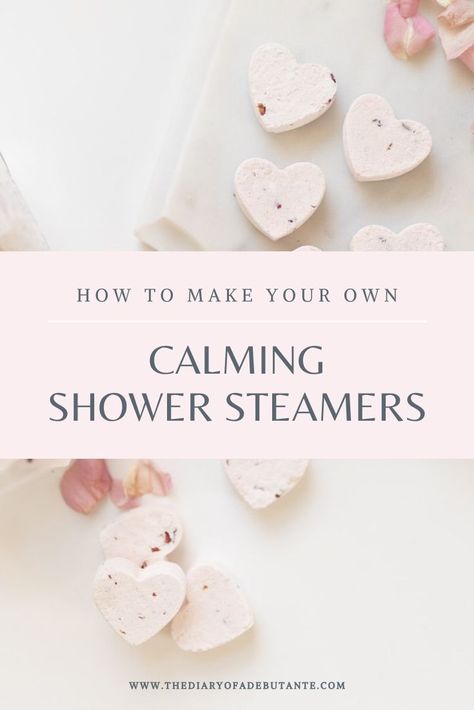 Blogger Stephanie Ziajka shows how to make your own calming DIY shower steamers with citric acid and essential oils (rose absolute essential oil, vetiver essential oil, and jasmine essential oil specifically) in today's post on Diary of a Debutante. Click through for the step-by-step rose shower steamers recipe! #diybeauty #showersteamers #aromatherapy #diygifts Diy Shower Fizzies, How To Use Shower Steamers, Shower Steamer Recipe, Homemade Shower Steamers, Shower Steamers Recipe, Make Shower Steamers, Steamers Recipe, Diy Postpartum, Shower Steamers Diy