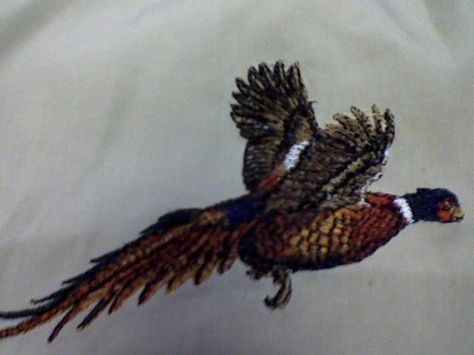 pheasant embroidery design | Embroidery Machines Lets Chat  Have Fun - Page 10 Pheasant Embroidery, Hunting Embroidery, Up Embroidery, Lets Chat, Quilt Labels, Design Embroidery, Embroidery Library, Embroidery Machines, Pheasant