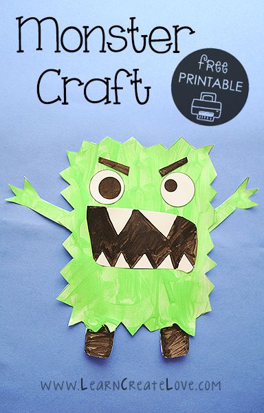 Monster Printable Craft Letter M Crafts, Monster Printable, Monster Activities, Prek Crafts, Monster Craft, Monster Crafts, October Crafts, Monster Book Of Monsters, Monster Theme