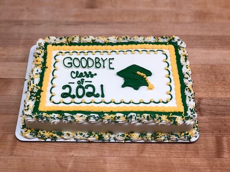 Sheet Cake Ideas, Wilton Decorating Tips, Grad Cake, Design Sheet, Graduation Design, Sheet Cakes, Colorado State University, Graduation Cake, Green And Silver